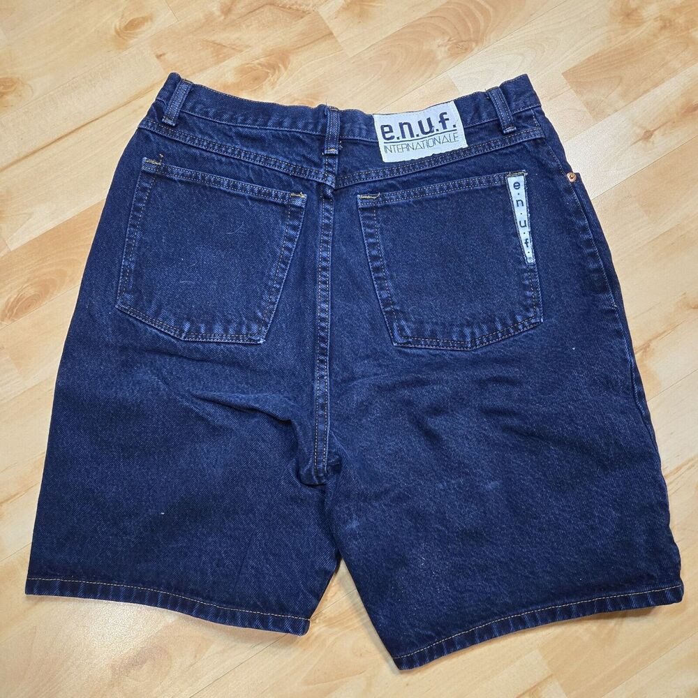Vtg Super High Waisted Enuf Internationale Womens Jean Shorts Sz 13 USA Dark